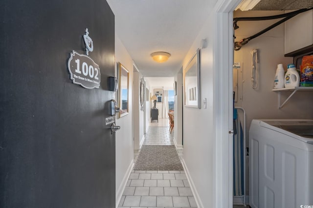 hall with light tile patterned flooring