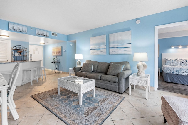 view of tiled living room