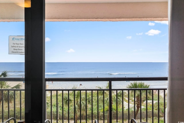 property view of water with a beach view