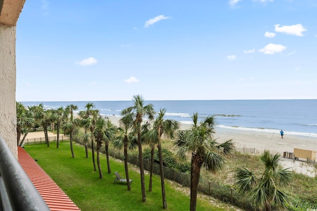 view of water feature featuring a beach view