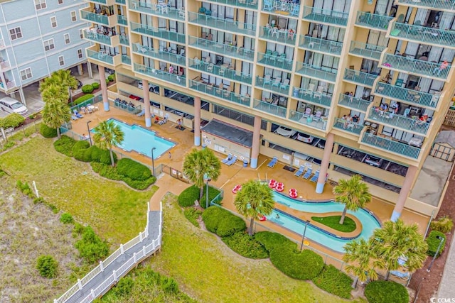 501 S Ocean Blvd Unit 708, North Myrtle Beach, SC 29582 - aerial view of a pool area and apartment complex / building