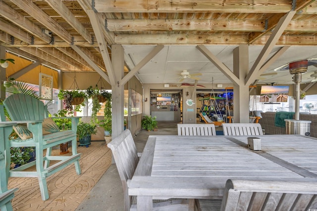 unfurnished dining area with ceiling fan