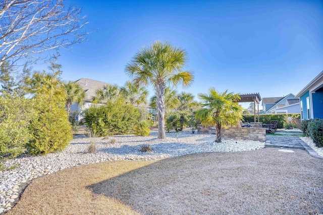 view of yard featuring a pergola and a patio