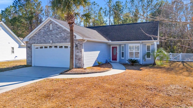 single story home featuring a garage