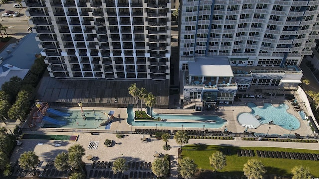 2006 N Ocean Blvd Unit 776, Myrtle Beach, SC 29577 - drone / aerial view of a pool and apartment complex