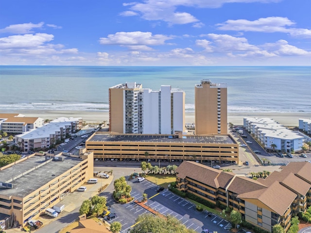 aerial view featuring a beach view and a water view