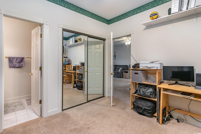 view of carpeted office space