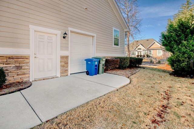 exterior space featuring a garage