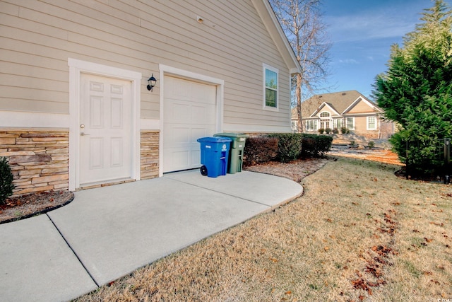 exterior space with a garage