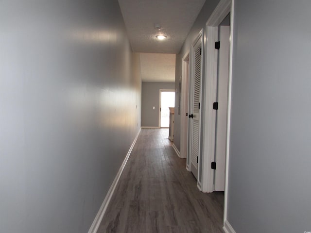 hall with dark hardwood / wood-style floors