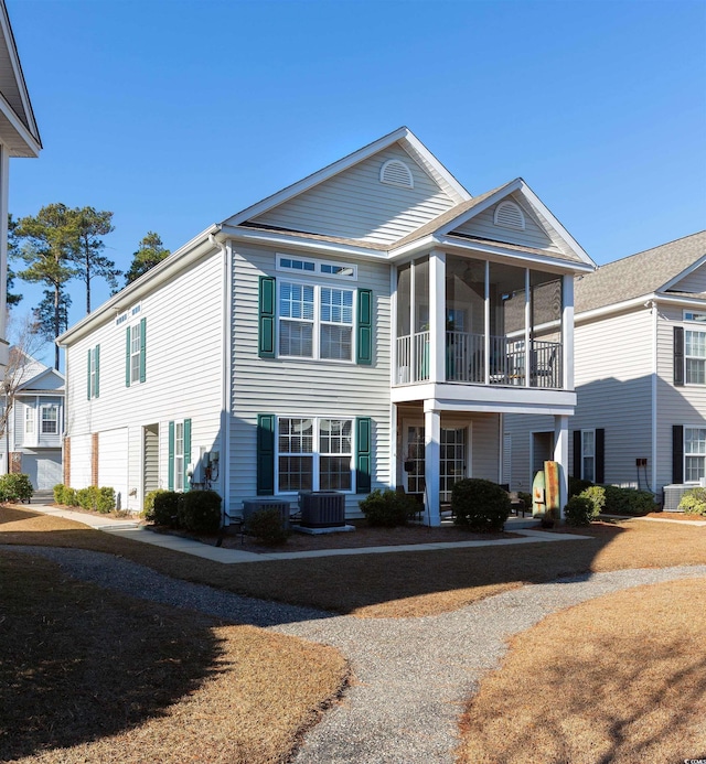 view of front of home featuring cooling unit