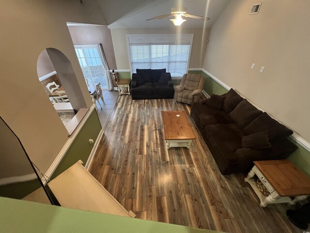 additional living space with carpet, ceiling fan, and vaulted ceiling