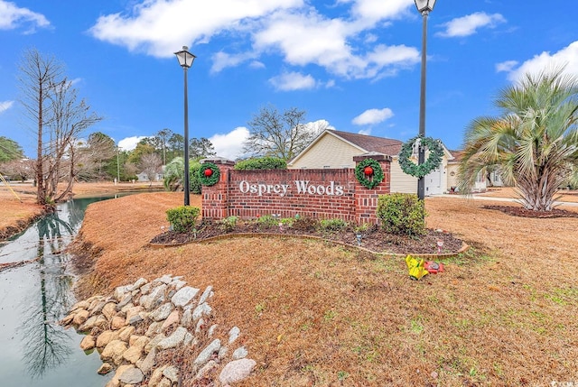 view of community sign