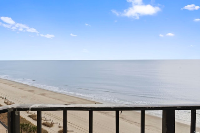 property view of water featuring a beach view