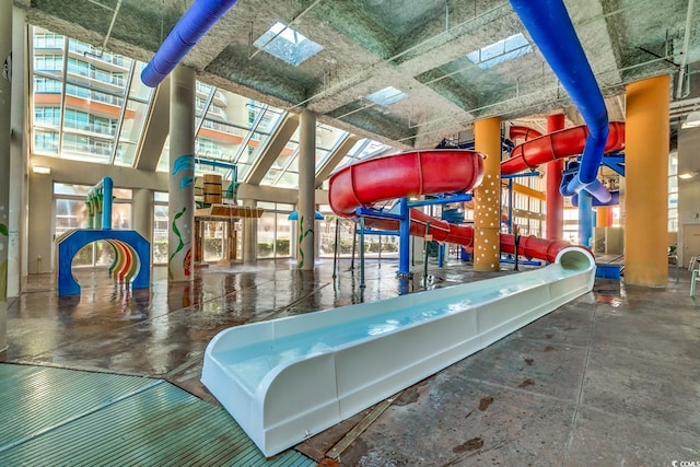 interior space featuring concrete floors