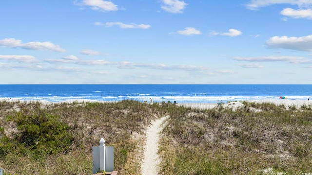 property view of water featuring a view of the beach