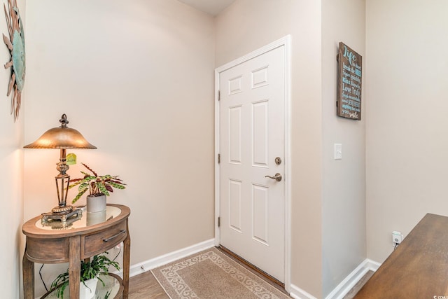 foyer with hardwood / wood-style flooring