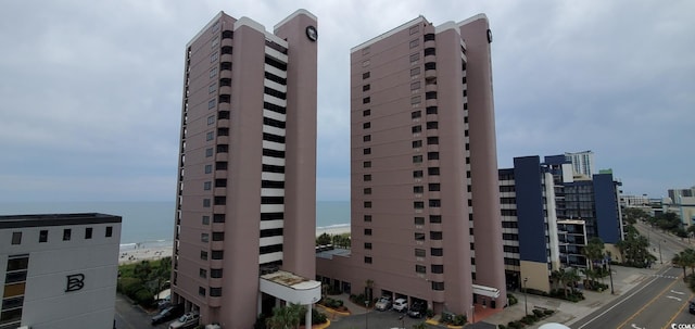 view of building exterior featuring a water view