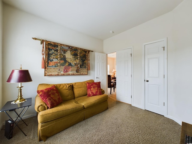 living room with carpet floors