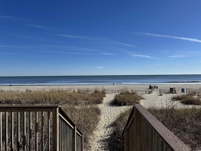 view of water feature featuring a view of the beach