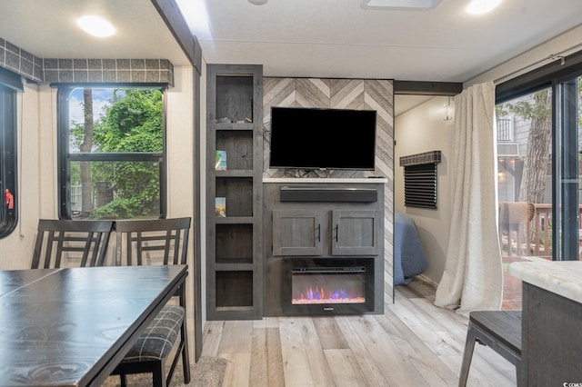 living room with light hardwood / wood-style floors