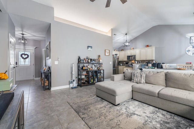 160 Maggie Way, Myrtle Beach, SC 29588 - living room featuring lofted ceiling and ceiling fan