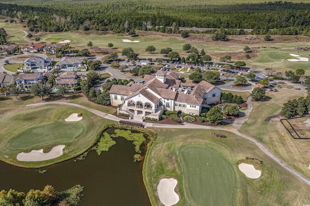 birds eye view of property featuring golf course view