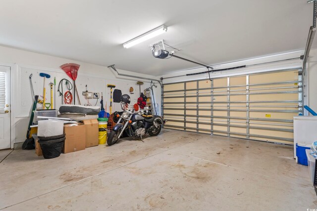 garage with a garage door opener