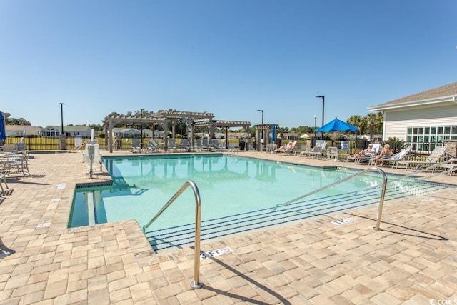 view of pool featuring a pergola