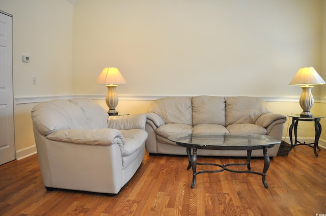 living room with hardwood / wood-style flooring