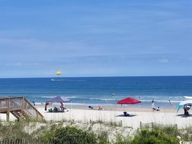 view of water feature with a gazebo and a beach view