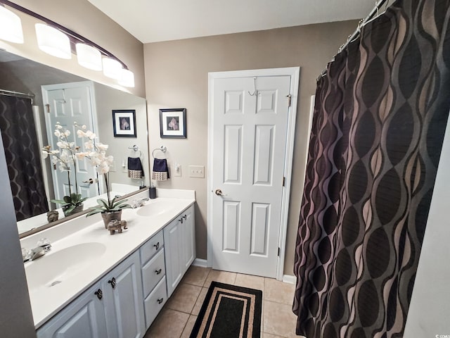 bathroom featuring vanity and tile patterned floors