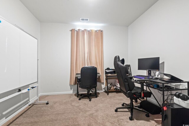 view of carpeted office space