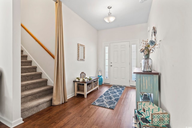 entrance foyer with dark wood-type flooring