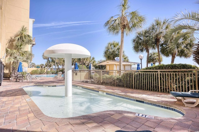 view of pool featuring a patio