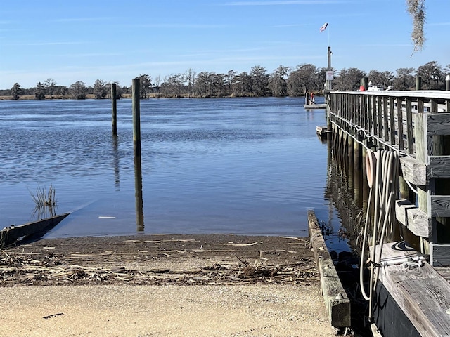 view of dock featuring a water view