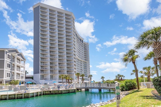 exterior space featuring a water view