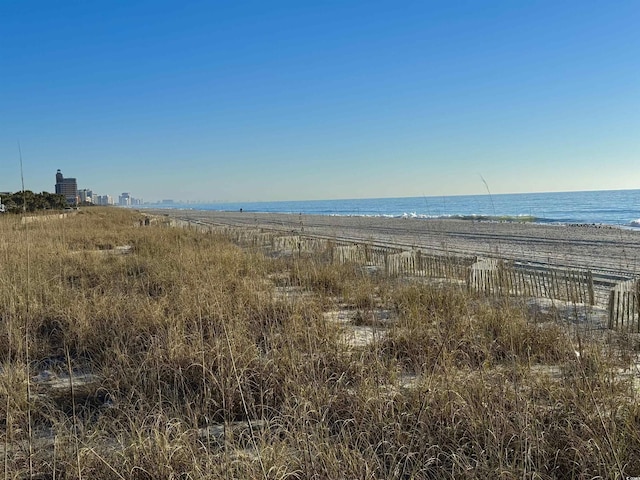 property view of water featuring a beach view