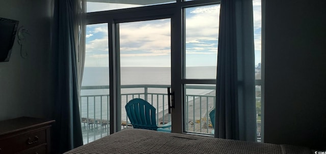 bedroom with a water view