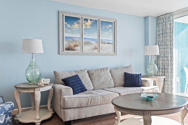 living room featuring carpet flooring