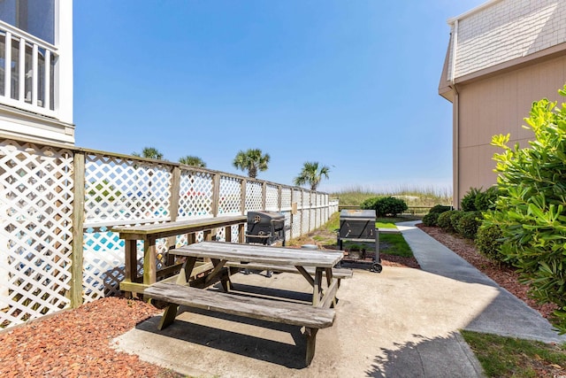 view of patio with area for grilling