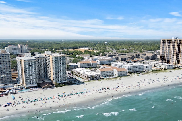 aerial view with a beach view and a water view