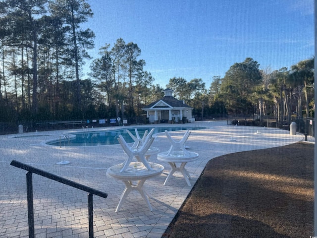 view of swimming pool with a patio