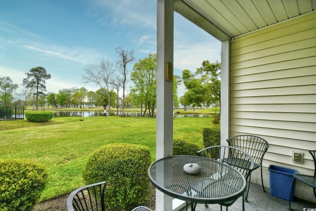 exterior space featuring a water view