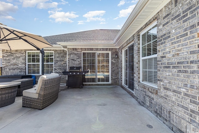 view of patio featuring an outdoor hangout area and area for grilling