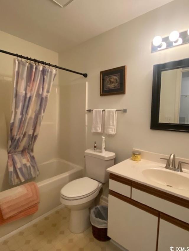 8650 Southbridge Dr Unit A, Surfside Beach, SC 29575 - bathroom with shower / bath combo, vanity, and tile patterned floors