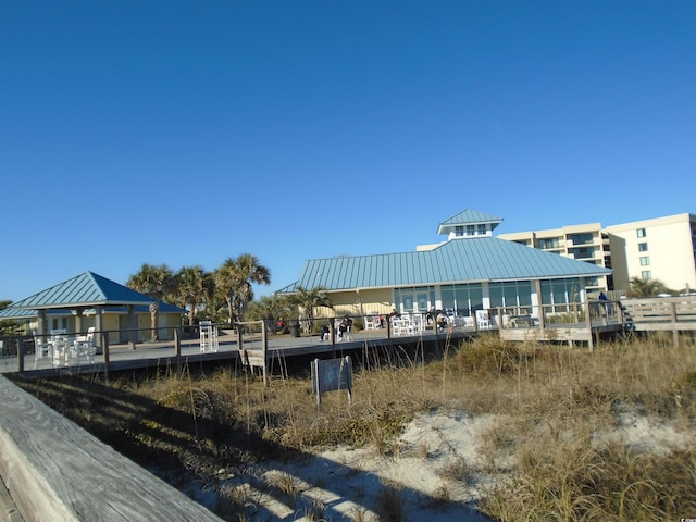 view of dock with a gazebo