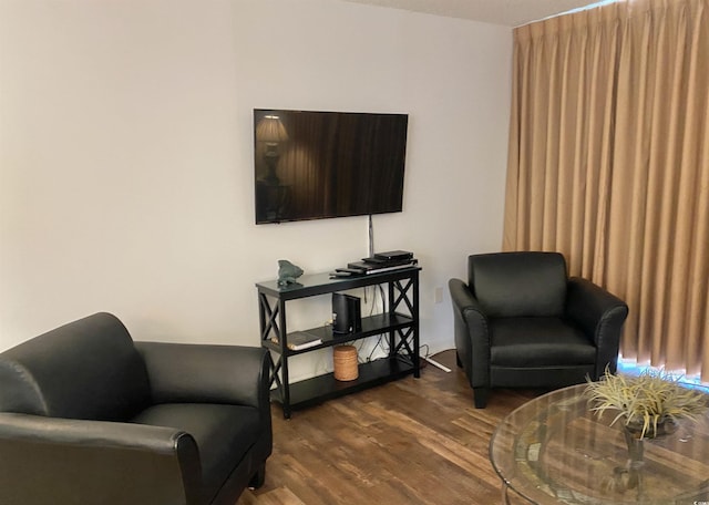 living area featuring wood-type flooring