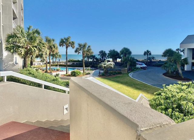 balcony with a water view