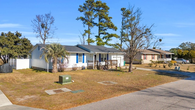 789 University Forest Cir, Conway, SC 29526 - ranch-style home with an attached garage, driveway, crawl space, and covered porch
